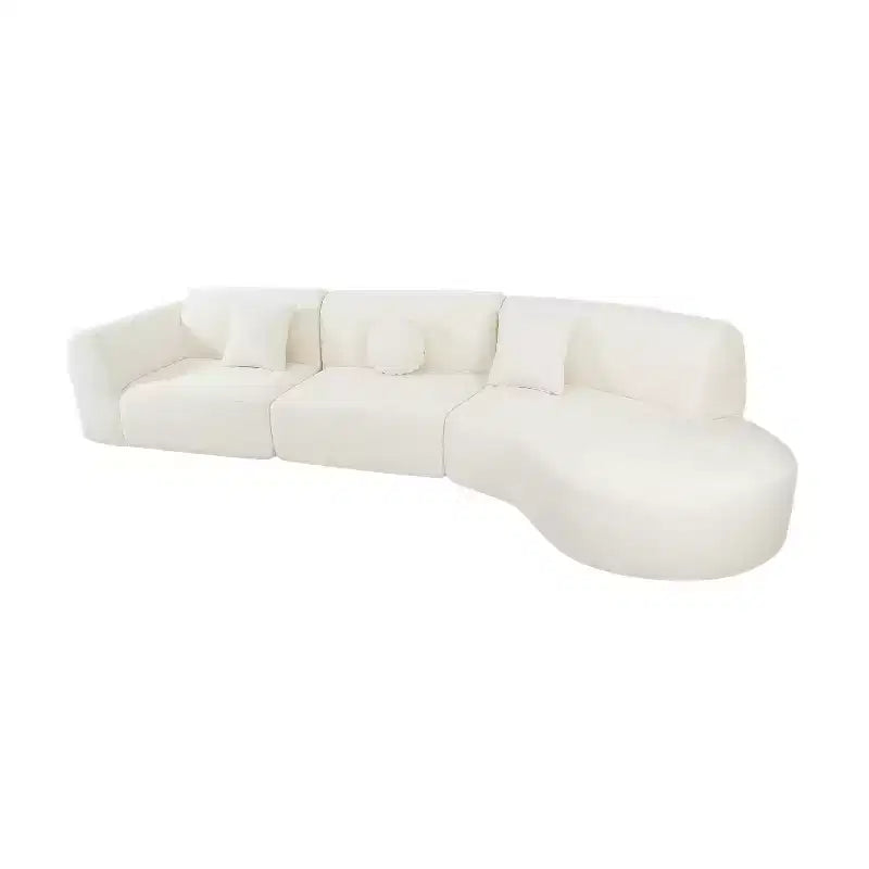 Moderne gebogen hoekbank van 140 inch met chaise longue, set van 3 delen, voor de woonkamer