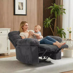 Manual recliner, ergonomic breathable fabric recliner with side pockets, single sofa, suitable for living room bedroom