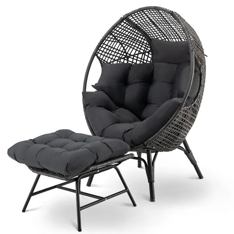 FINCATI eistoel voor binnen, eistoel voor buiten met draagvermogen van 440 lbs, extra grote eistoel met voetenbank, luxe comfortabele eistoel met voetensteun