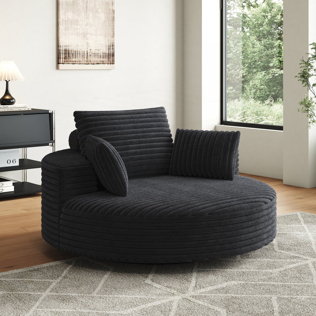 Draaifauteuil voor één persoon van corduroy, chenille en schuim