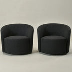 KINWELL 34 Wide Upholstered Swivel Accent Barrel Chair (Set of 2)