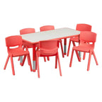 Prostokątny zestaw stołu do zabawy z regulowaną wysokością i 6 krzesłami Emma and Oliver, z tworzywa sztucznego, 23.625W x 47.25L