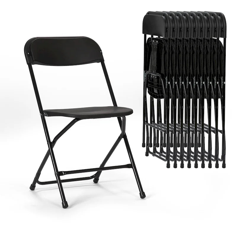 10er-Pack Klappstühle aus Kunststoff, Tragfähigkeit 350lb, für Veranstaltungen, Büro, Hochzeiten, Partys, Picknicks, Küche und Essbereich