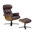 Jovan relaxfauteuil van echt leer van 31.5 met voetenbank