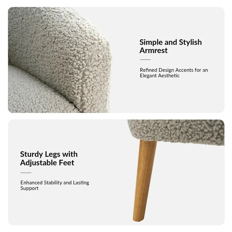 Moderne Sheila-fauteuil van bouclé met een breedte van 30 W en poten van massief hout, set van 2, van HULALA HOME