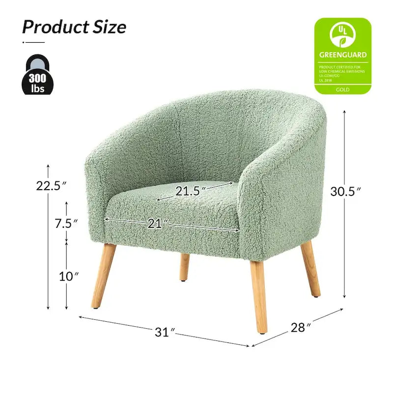 Moderne Sheila-fauteuil van bouclé met een breedte van 30 W en poten van massief hout, set van 2, van HULALA HOME