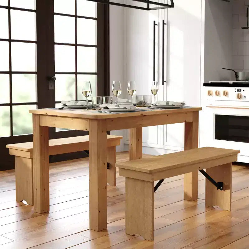 Flash Furniture, rechteckiger Farm-Esstisch aus massivem Kiefernholz, 46 x 30
