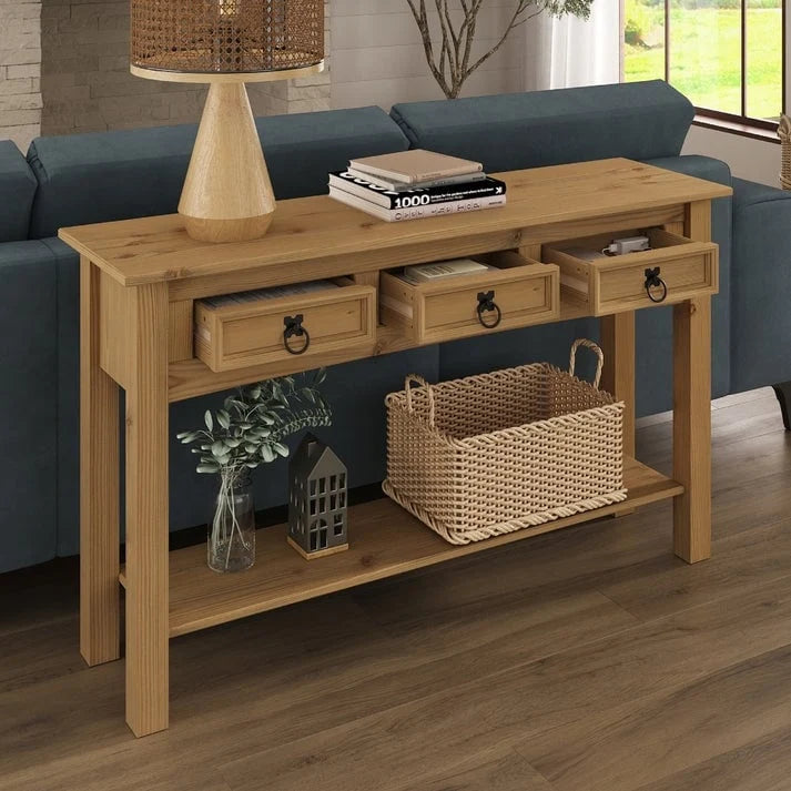 Konsolentisch aus Holz für den Flur mit 3 Schubladen Corona | Furniture Dash - N/A
