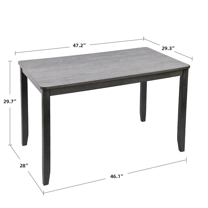 5-delige eethoek van massief hout met tafel van 47L (1 tafel + 4 stoelen met spijlenrugleuning)