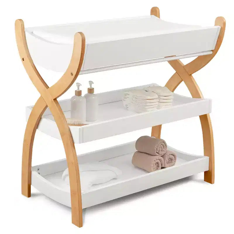 Comfy Cubs commode voor baby’s - stevige houten constructie, tijdloze uitstraling en twee open planken voor babybenodigdheden