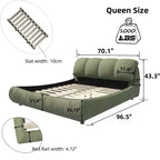 MAYEERTY luxuriöses Polsterbett in Queensize mit übergroßem gepolstertem Kopfteil und Massivholzrahmen, Grün