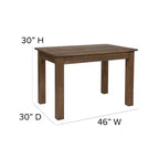Flash Furniture, rechteckiger Farm-Esstisch aus massivem Kiefernholz, 46 x 30