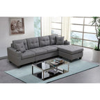 Wohnlandschaft mit L-förmiger Chaiselongue und Getränkehalter