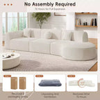Moderne gebogen hoekbank van 140 inch met chaise longue, set van 3 delen, voor de woonkamer