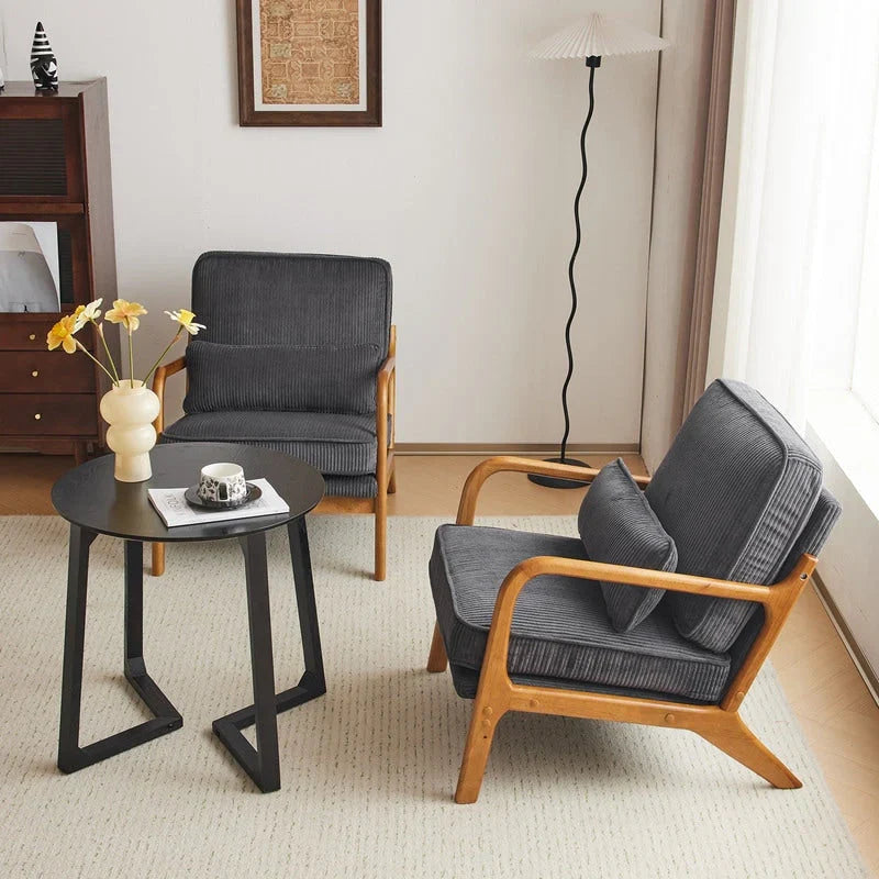 Tapicerowany fotel akcentowy w stylu mid-century modern