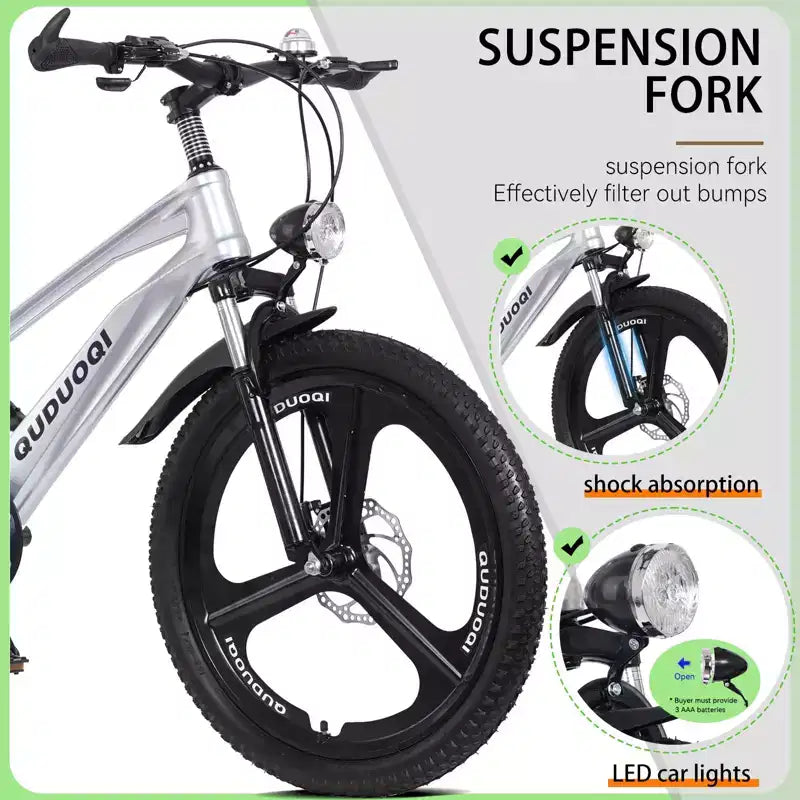 NAYSAYE mountainbike voor kinderen van 20 inch met 7 versnellingen en frame van magnesiumlegering, voor jongens en meisjes van 8-12 jaar, 57.09*21.65*29.92