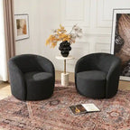 KINWELL 34 Wide Upholstered Swivel Accent Barrel Chair (Set of 2)