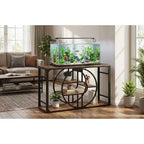 Aquarienunterschrank aus Metall für 55-75 Gallonen, robuster Fischbeckenständer mit Stauraumschrank, mehrstufiger Aquarienständer mit verstärkten Beinen, geeignet