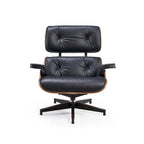 Moderne leren loungestoel met armleuningen, mid-century-stijl
