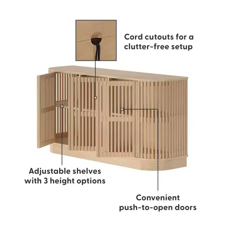 Plank+Beam Contour Sideboard aus Massivholz mit 3 Türen, 59-TV-Ständer fürs Wohnzimmer
