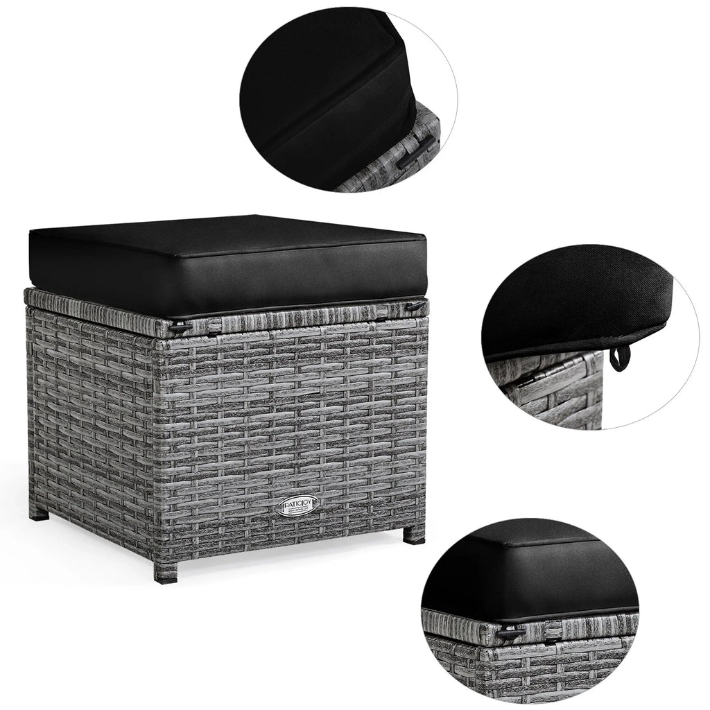 Costway 7-delige diningset van rotan voor het terras, modulaire bank, sofa en voetenbank - bekijk de details