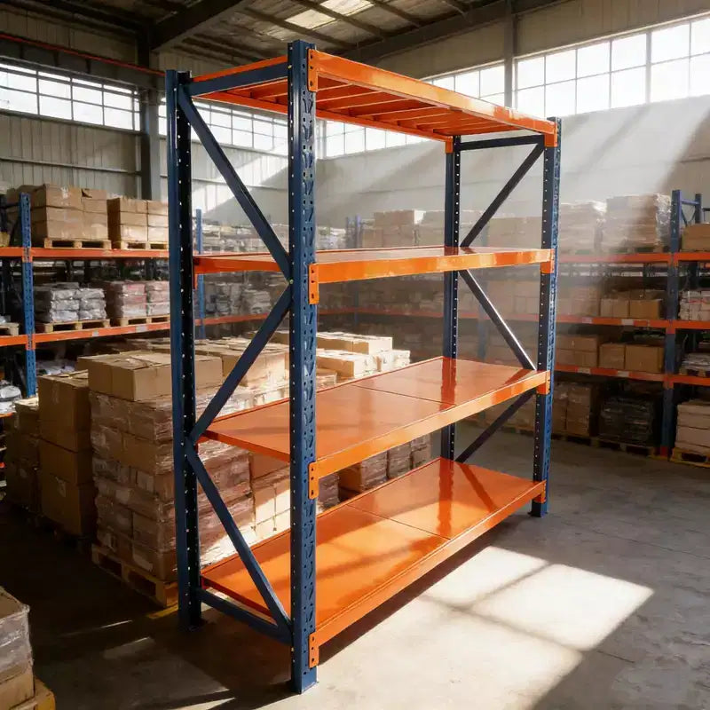 Wytrzymałe regały garażowe VIYET, 4 poziomy, nośność 4400LBS, regulowane metalowe półki, niebiesko-pomarańczowe, do zastosowań przemysłowych, sklepów, narzędzi i siłowni