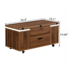 Multifunktionaler moderner Couchtisch mit Hubplatte und verstecktem Stauraum, 4 Hockern und Rollen, perfekt für moderne Wohnräume