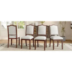 Ensemble de 4 chaises de salle à manger de style champêtre avec dossiers hauts et assises rembourrées