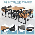 18-teiliges Garten-Esszimmer-Set aus Akazienholz, 8 gepolsterte Stühle, 8 Hocker und 2 quadratische Tische