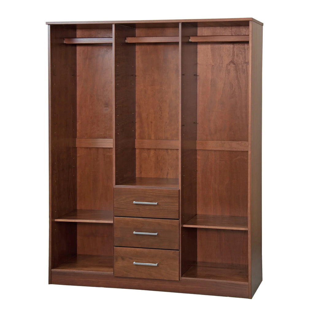 Palace Imports Cosmo-kledingkast met 3 deuren van 100% massief hout, met deuren van massief hout of spiegeldeuren