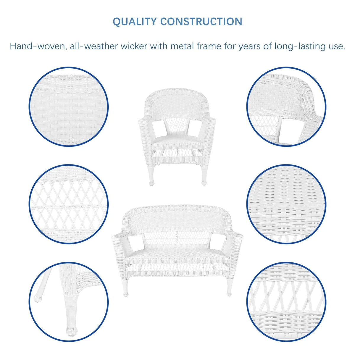 4-delige loungeset van wicker voor op het terras