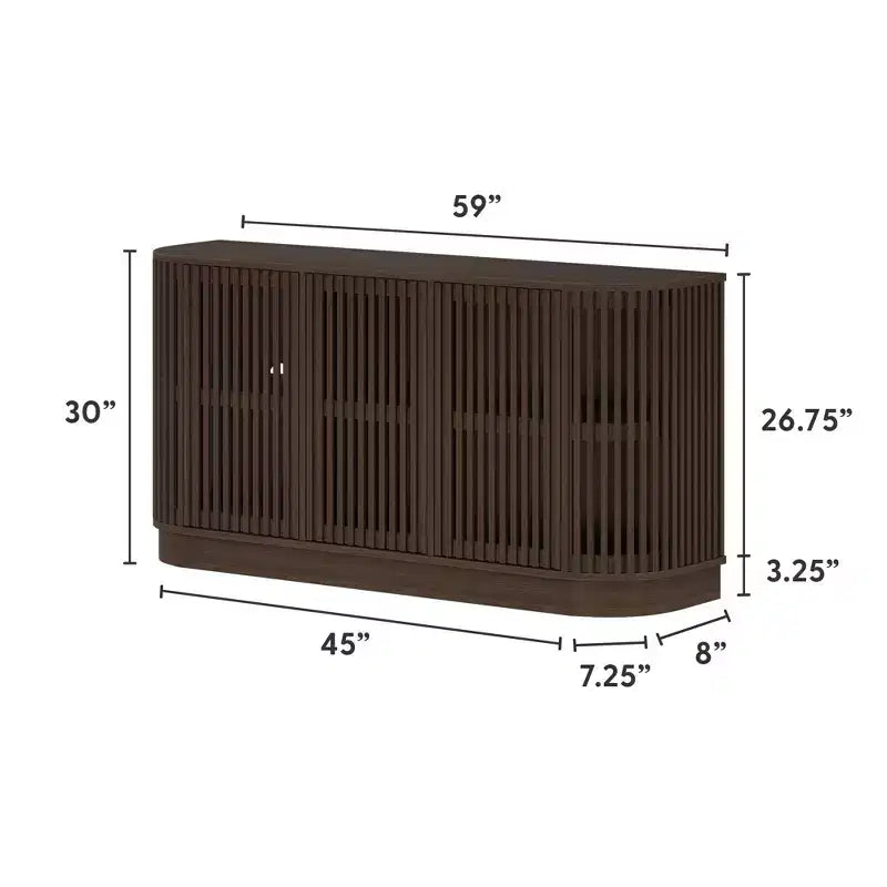 Plank+Beam Contour Sideboard aus Massivholz mit 3 Türen, 59-TV-Ständer fürs Wohnzimmer