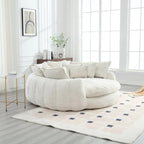 Comfortabele tweezits slaapbank met afgeronde rugleuning, extra grote slaapbank met armleuningen