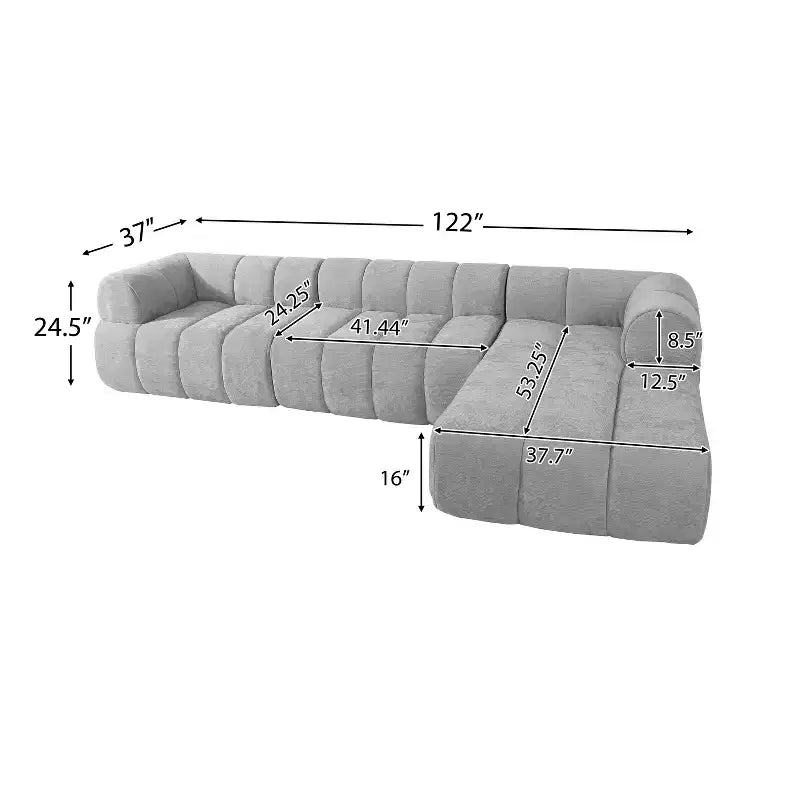Nowoczesna narożna sofa segmentowa w kształcie litery L Christopher Knight Home Keri 122 z pianką o wysokiej gęstości i niskim oparciem
