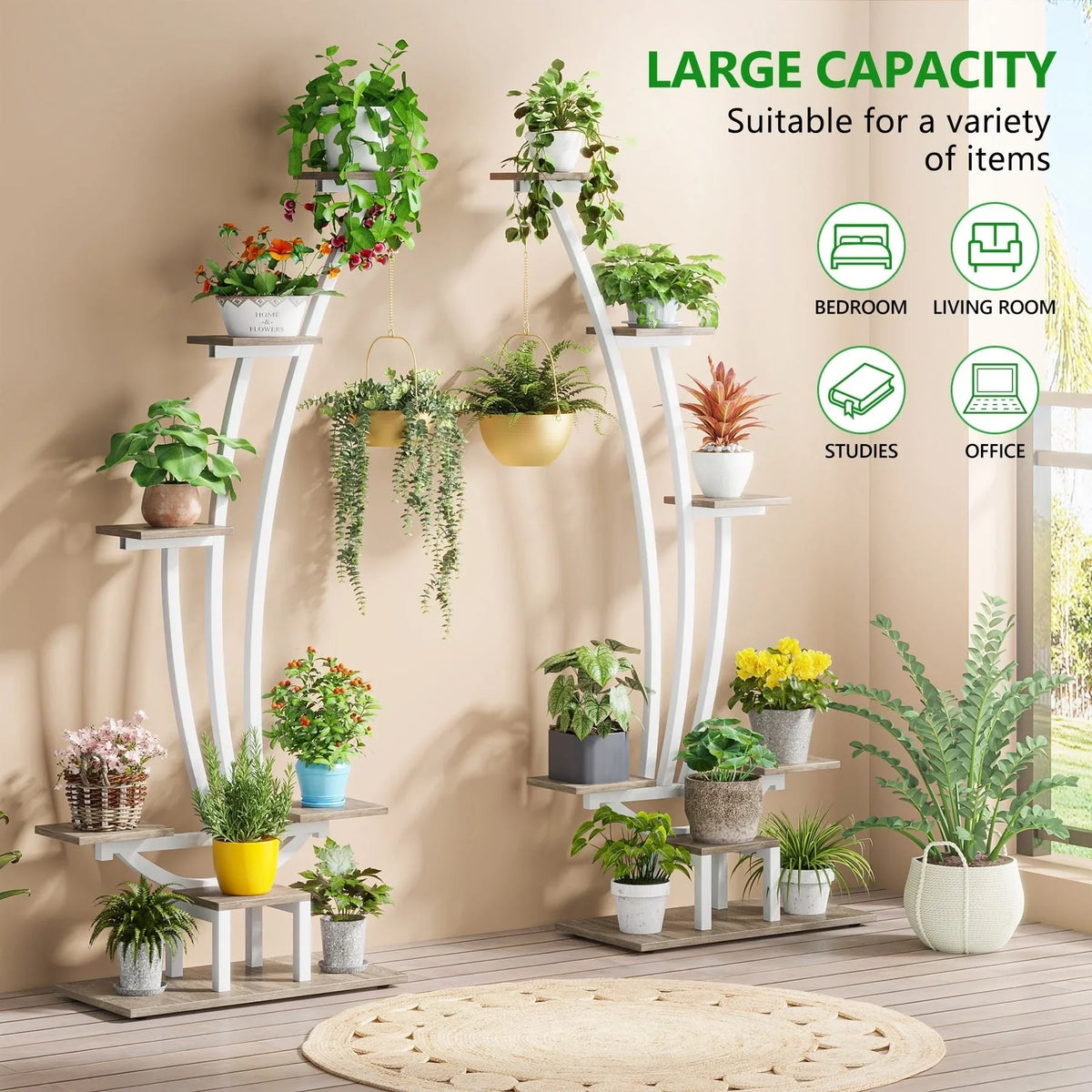 Pflanzenständer für Innenräume, sechsstufiges Blumenregal für Haus und Garten - 2er-Set