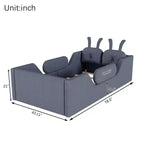 Lit plateforme simple Whisen, cadre de lit rembourré pour enfant au ras du sol avec coussin lapin et barrières latérales amovibles