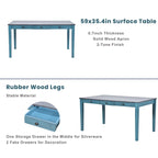 Eetkamerset van hout, 6-delig, met 4 stoelen en een bankje, tafel met lade