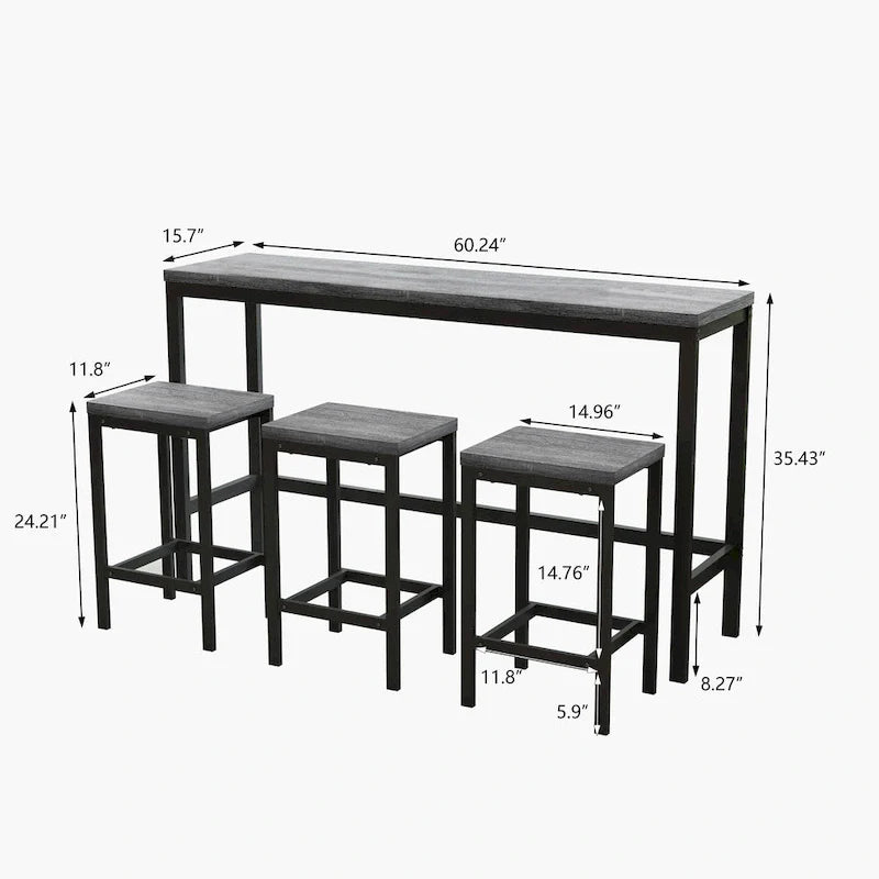 Bartisch-Set mit 3 Hockern