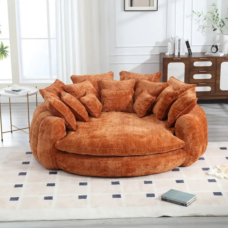 Comfortabele tweezits slaapbank met afgeronde rugleuning, extra grote slaapbank met armleuningen