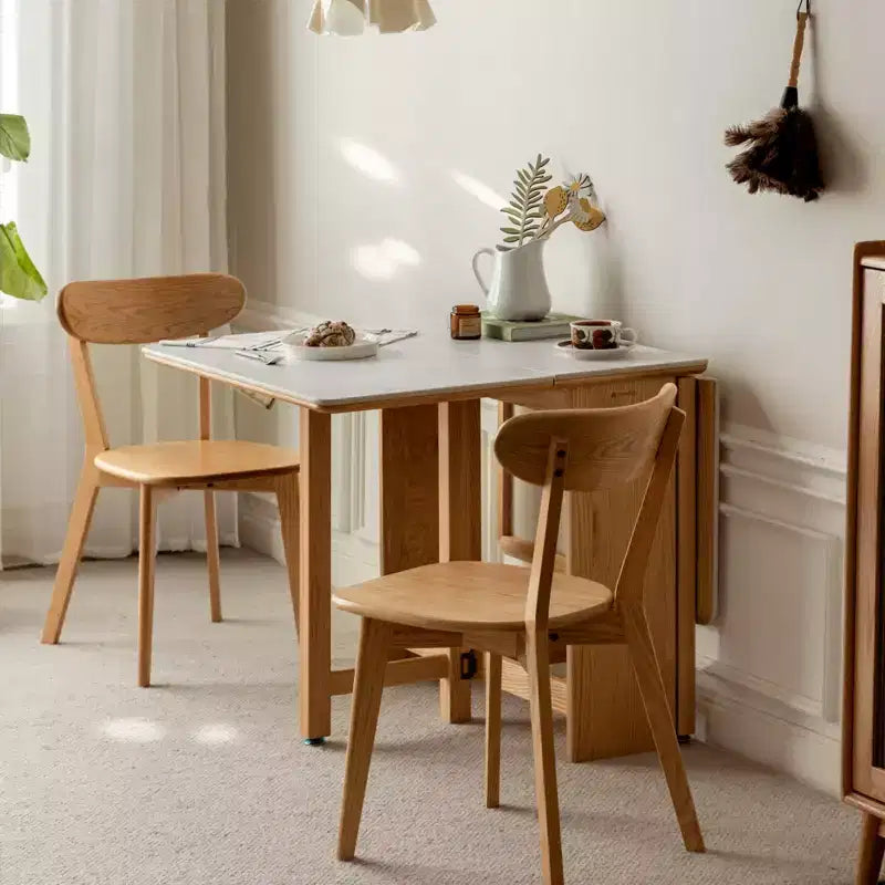 GDFStudio Agatha moderne massief houten klaptafel voor 4-6 personen met blad van natuursteen