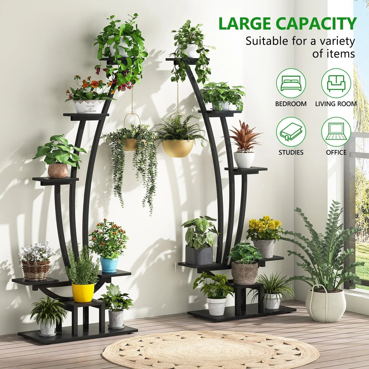 Pflanzenständer für Innenräume, sechsstufiges Blumenregal für Haus und Garten - 2er-Set