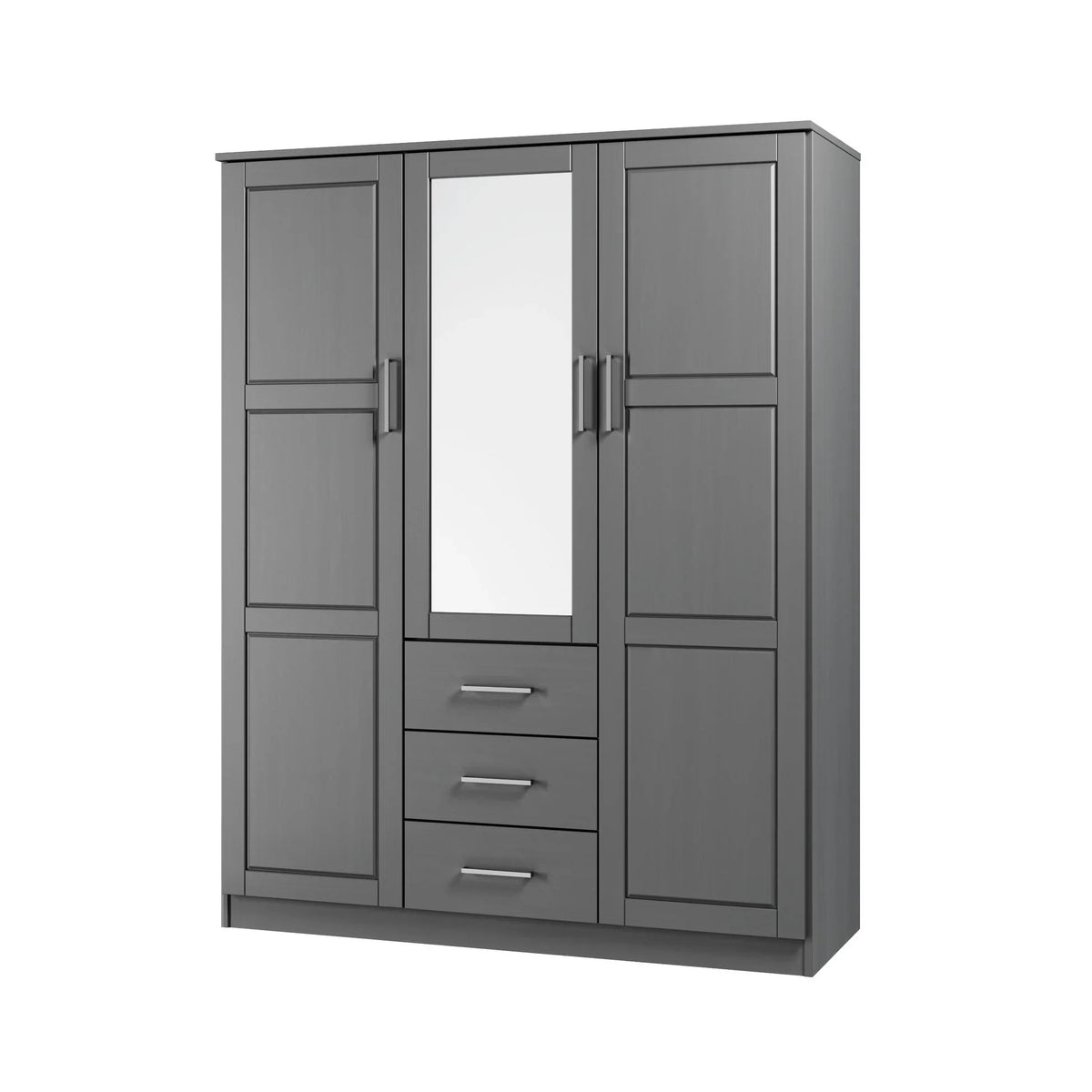 Palace Imports Cosmo-kledingkast met 3 deuren van 100% massief hout, met deuren van massief hout of spiegeldeuren