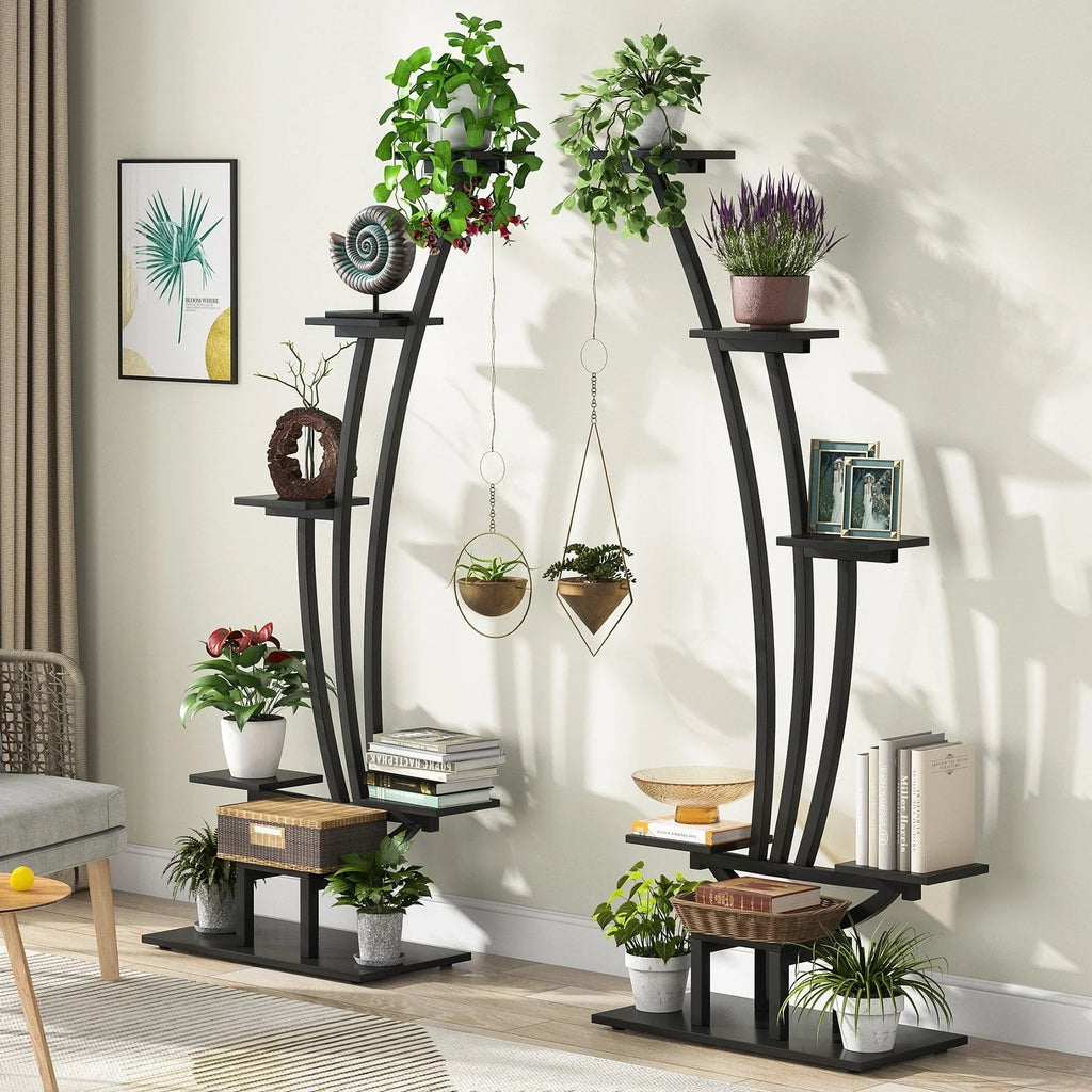 Pflanzenständer für Innenräume, sechsstufiges Blumenregal für Haus und Garten - 2er-Set