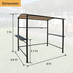 Abri de barbecue extérieur avec auvent, structure en acier, 5 ft. x 8 ft.