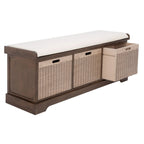 Banc de rangement SAFAVIEH Fiorello avec coussin et 3 tiroirs - 47.3 W x 15 L x 19 H - 47Wx15Dx19H