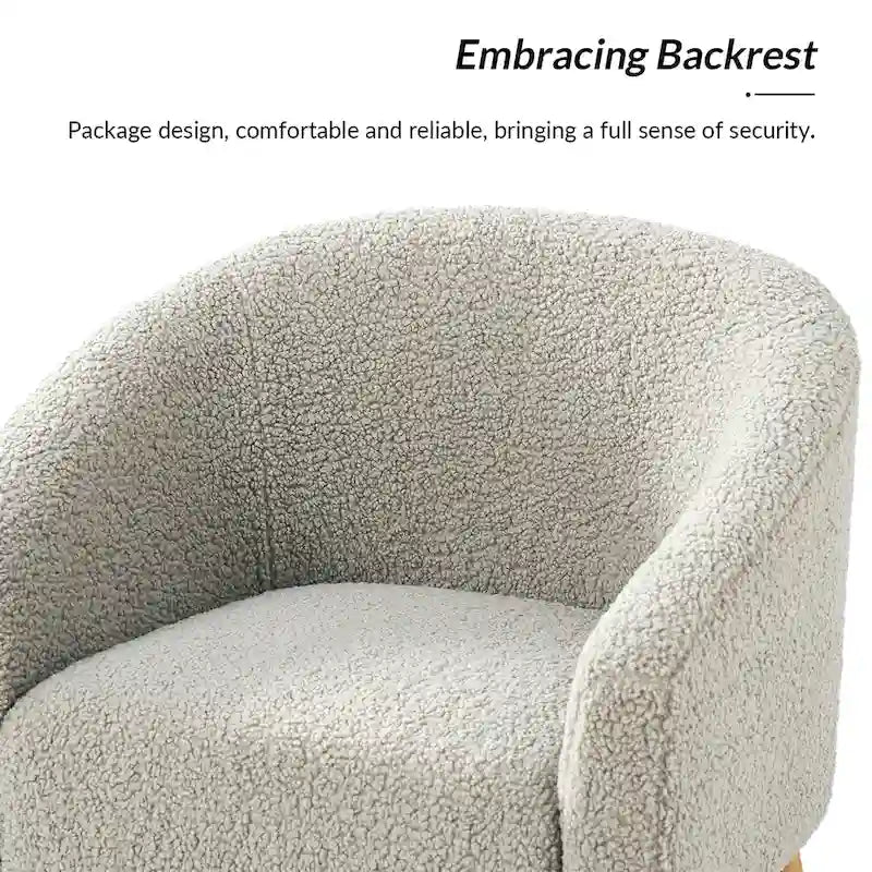Moderne Sheila-fauteuil van bouclé met een breedte van 30 W en poten van massief hout, set van 2, van HULALA HOME