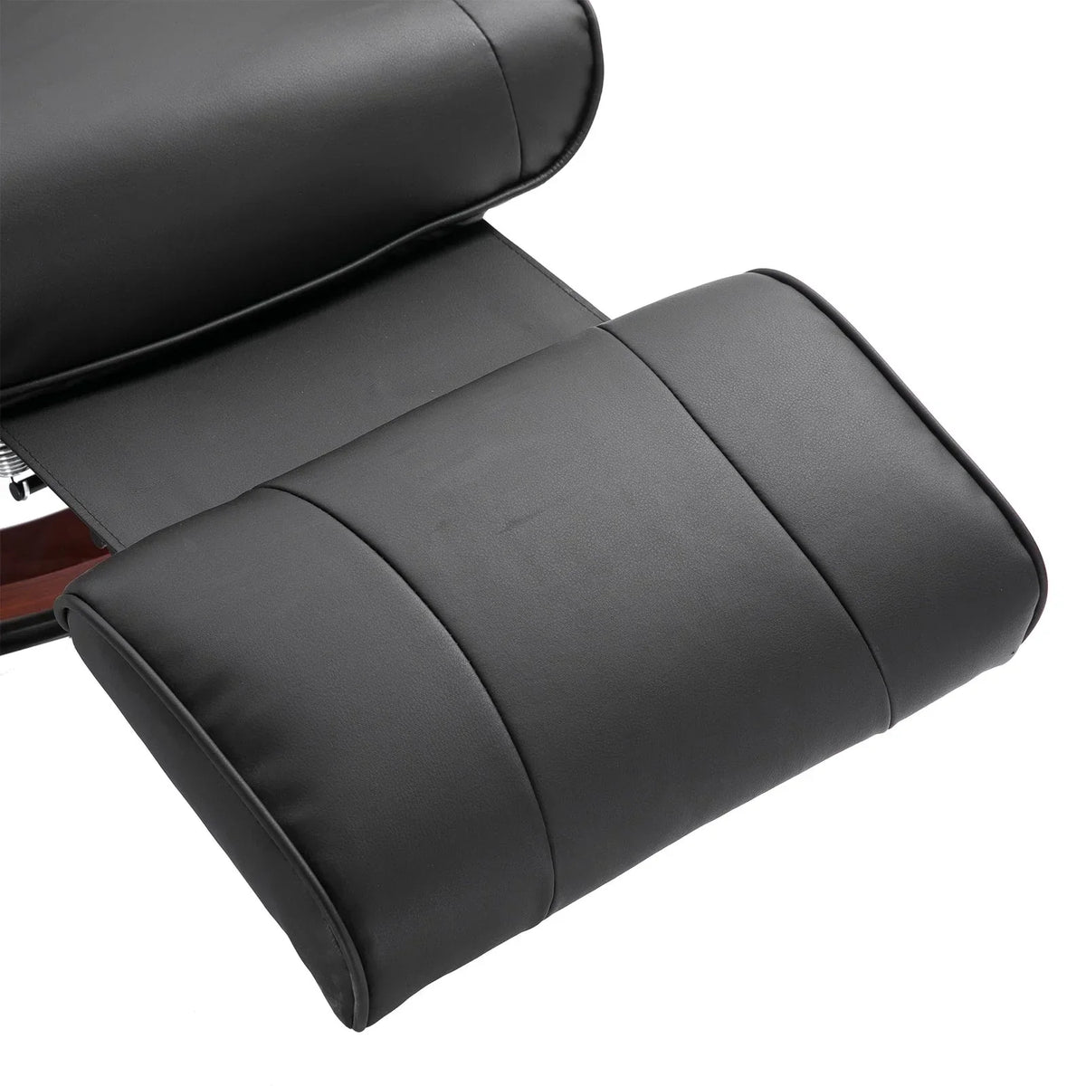 HomCom verstelbare handmatige relaxfauteuil van imitatieleer met draaivoet en comfortabele, ontspannende voetensteun