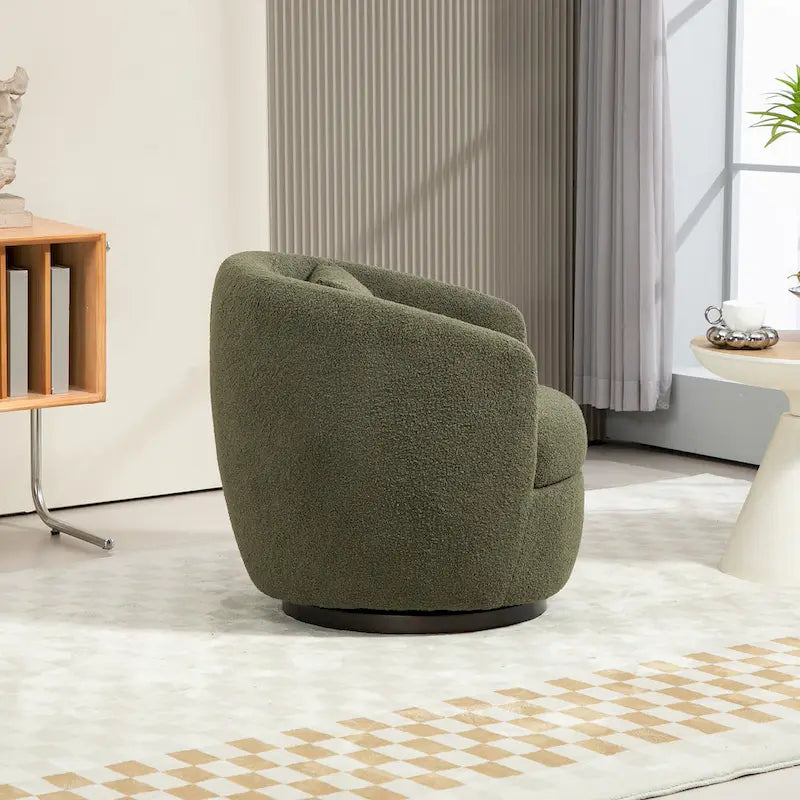 Upholstered Swivel Barrel Armchair with Storage Modern Living Room Side Chair for Bedroom/Office/Reading Spaces