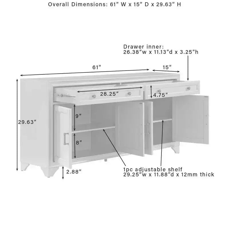 3-delige Tara-dressoir- en voorraadkastset, verweerde afwerking - Crosley