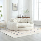 Comfortabele tweezits slaapbank met afgeronde rugleuning, extra grote slaapbank met armleuningen